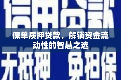 颍东保单质押贷款，解锁资金流动性的智慧之选