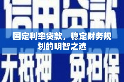 颍东固定利率贷款，稳定财务规划的明智之选