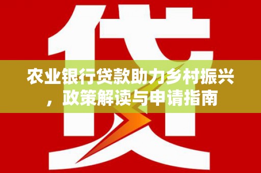 颍东农业银行贷款助力乡村振兴，政策解读与申请指南